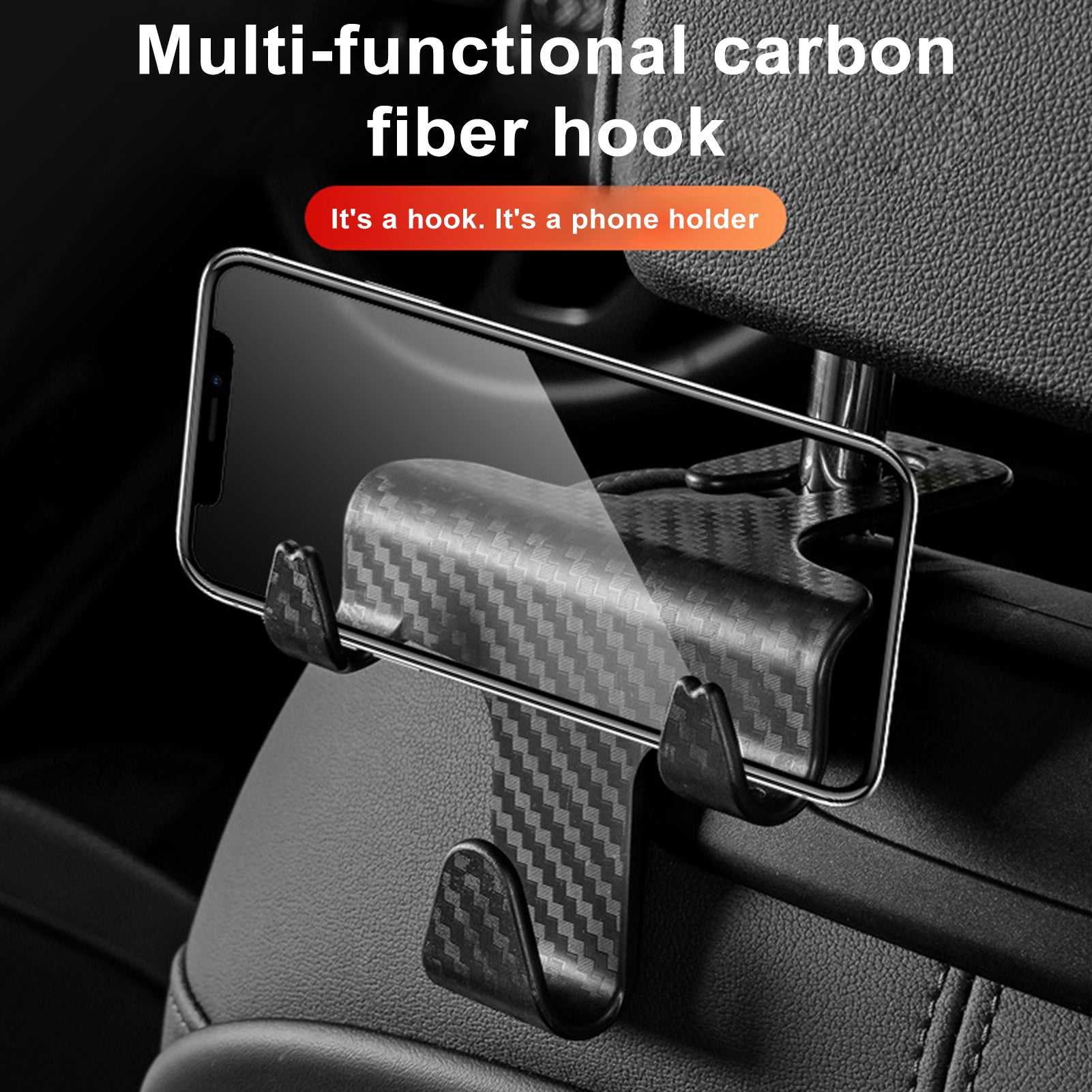 Universal Car Seat Headrest Hook | 2-in-1 Auto Hanger & Phone Holder