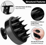 Head Cleansing & Scalp Massage Brush – Soft Bristles for Wet & Dry Use (Black color)