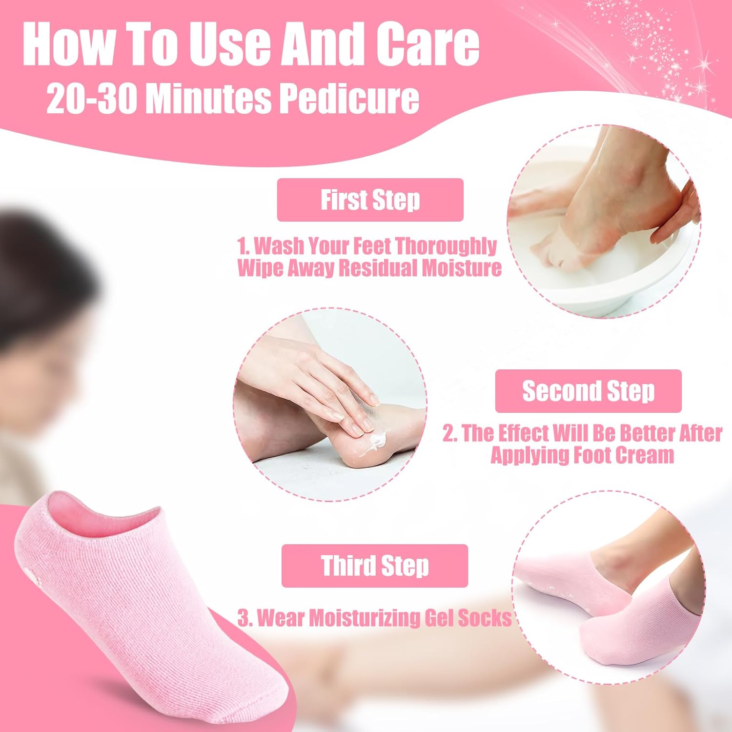 Moisturizing Silicone Gel Spa Socks for Repairing Dry Cracked Feet (Random Color)