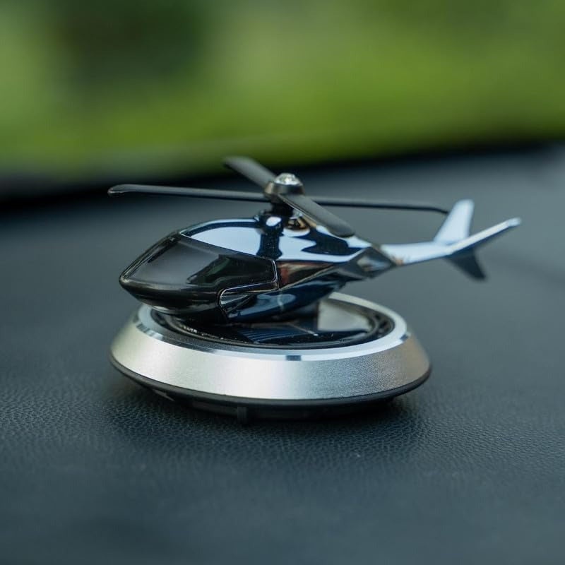 Solar-Powered Helicopter Car Aroma Diffuser | Rotating Propeller Air Freshener & Dashboard Interior Decor