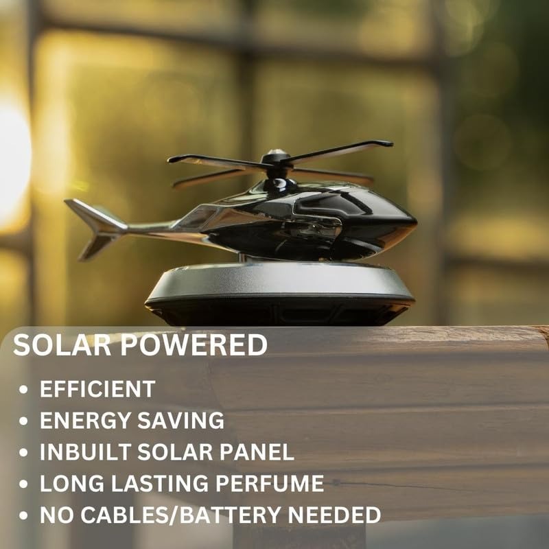 Solar-Powered Helicopter Car Aroma Diffuser | Rotating Propeller Air Freshener & Dashboard Interior Decor
