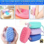 Silicone Body Scrubber & Exfoliating Bath Sponge Shower Brush