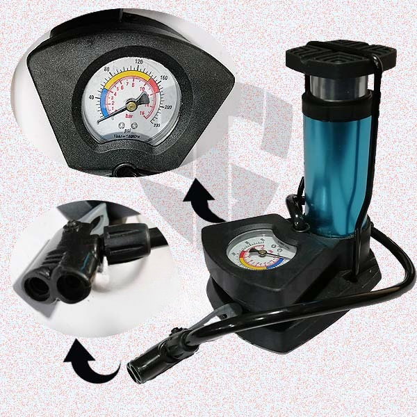 Dual-Use Foot & Hand Air Pump | High-Pressure Inflator with Precision Gauge