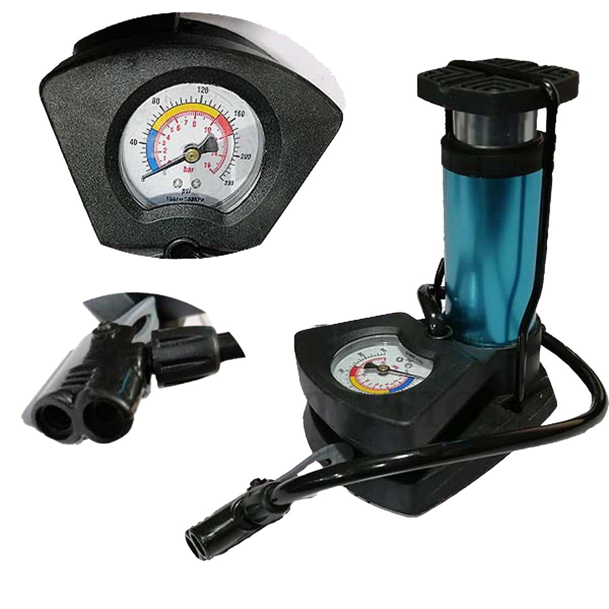 Dual-Use Foot & Hand Air Pump | High-Pressure Inflator with Precision Gauge