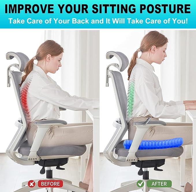Gel Seat Cushion - U-shaped Breathable Honeycomb Design Comfortable Cushion for Long Sitting