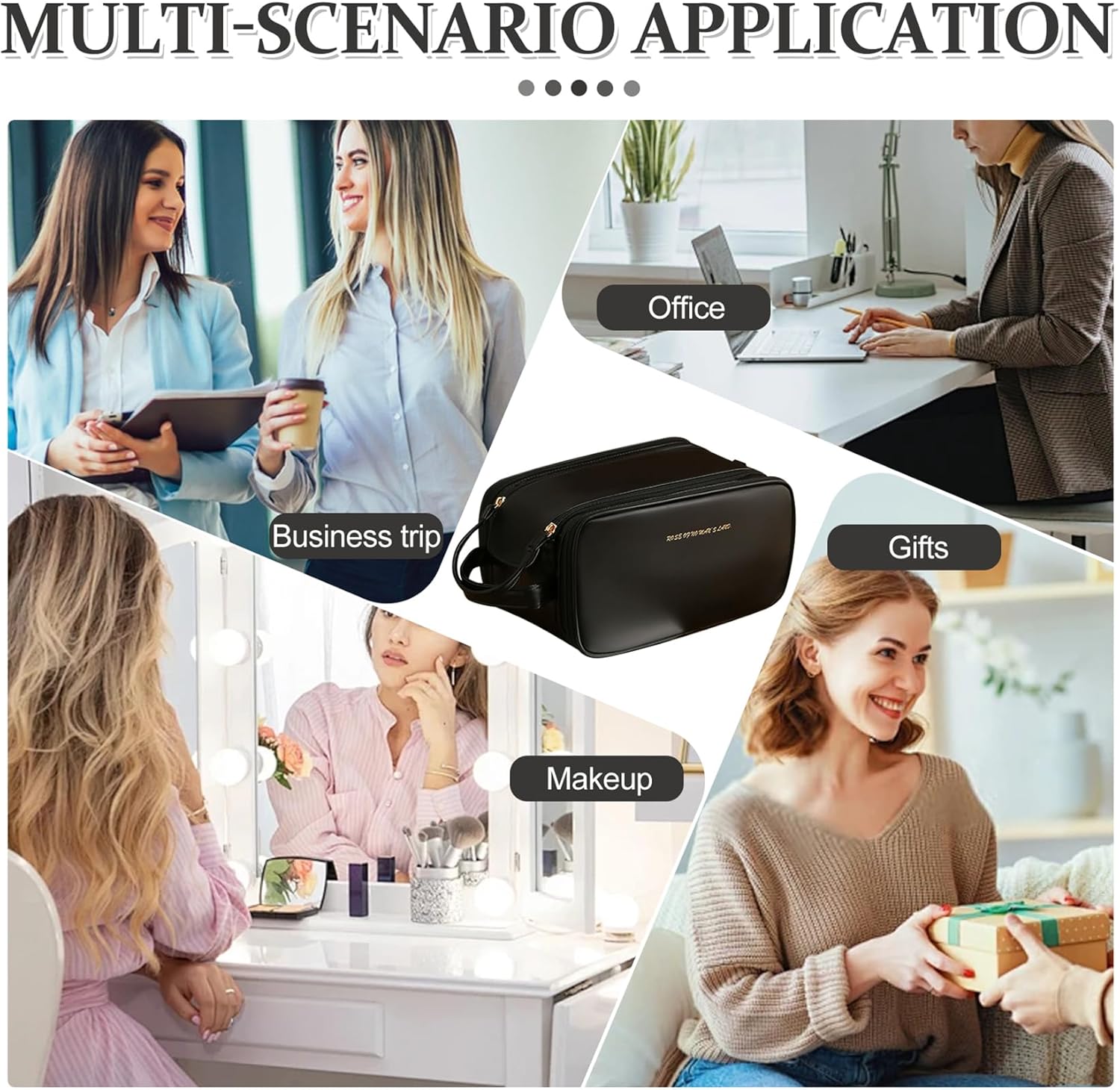 3 Layer Cosmetic Bag Large Capacity Travel Makeup Organizer with Double Zipper & Compartments