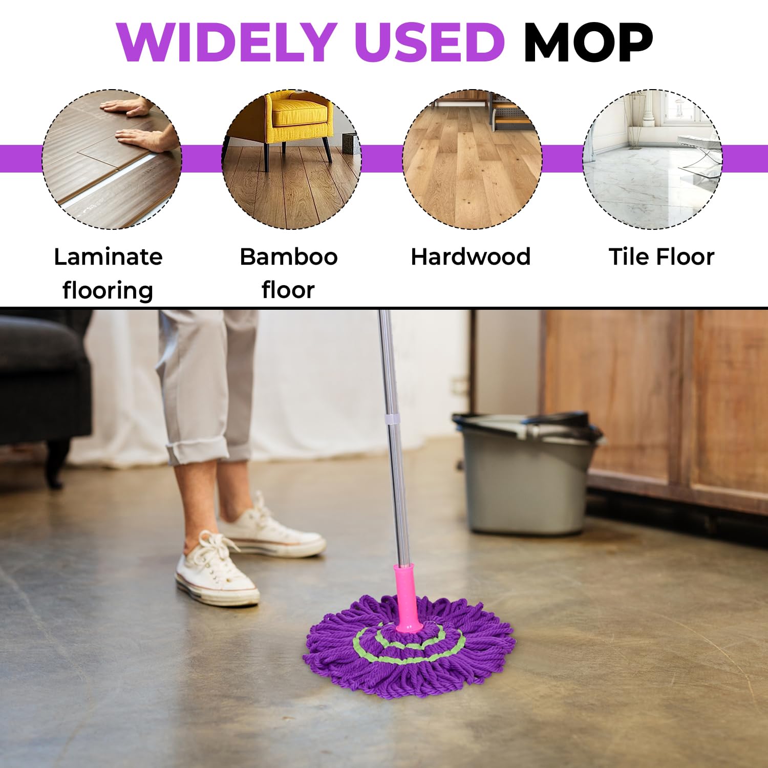 Telescopic Twister Mop with Microfiber Head – Self Wringing Floor Cleaning Mop