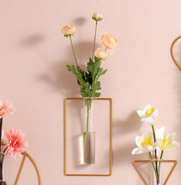 Golden Metal Vases Set of 2 for Home Decor