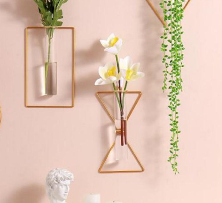 Golden Metal Vases Set of 2 for Home Decor