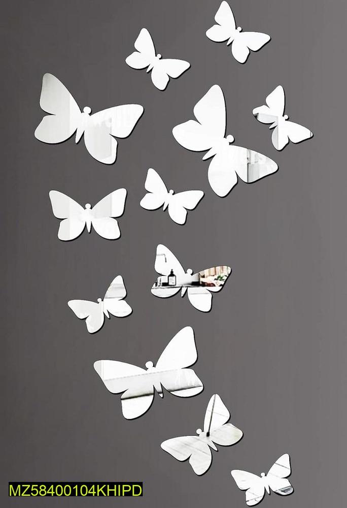 3D Butterfly Wall Stickers Yellow Acrylic Decor