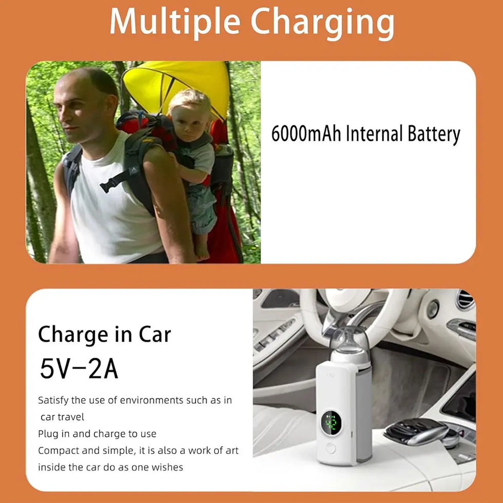 Cordless Rechargeable Travel Milk Warmer with Temperature Control