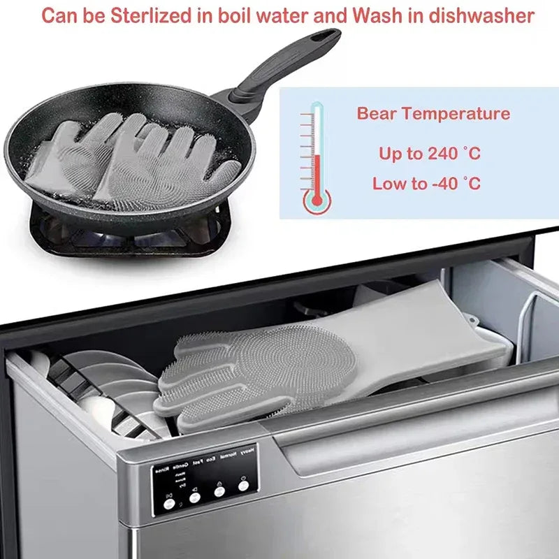 Waterproof Silicone Dishwashing Gloves – Soft & Durable