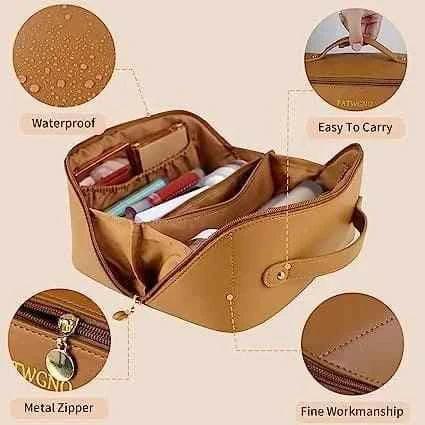 Large Capacity Waterproof Travel Cosmetic Bag & Makeup Organizer (Black)