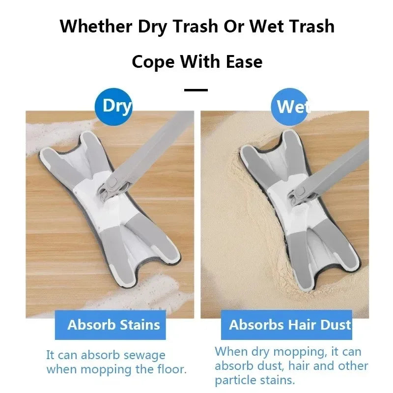 X Type Flat Floor Mop - Flexible, Easy Clean