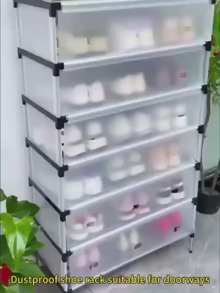 Load video: 5-Layer Dustproof Foldable Shoe Rack Organizer with Cover